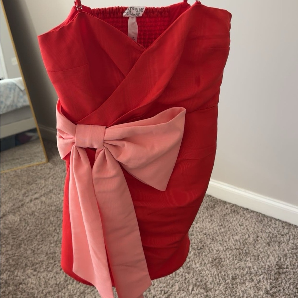 Red Dress with Pink Bow
